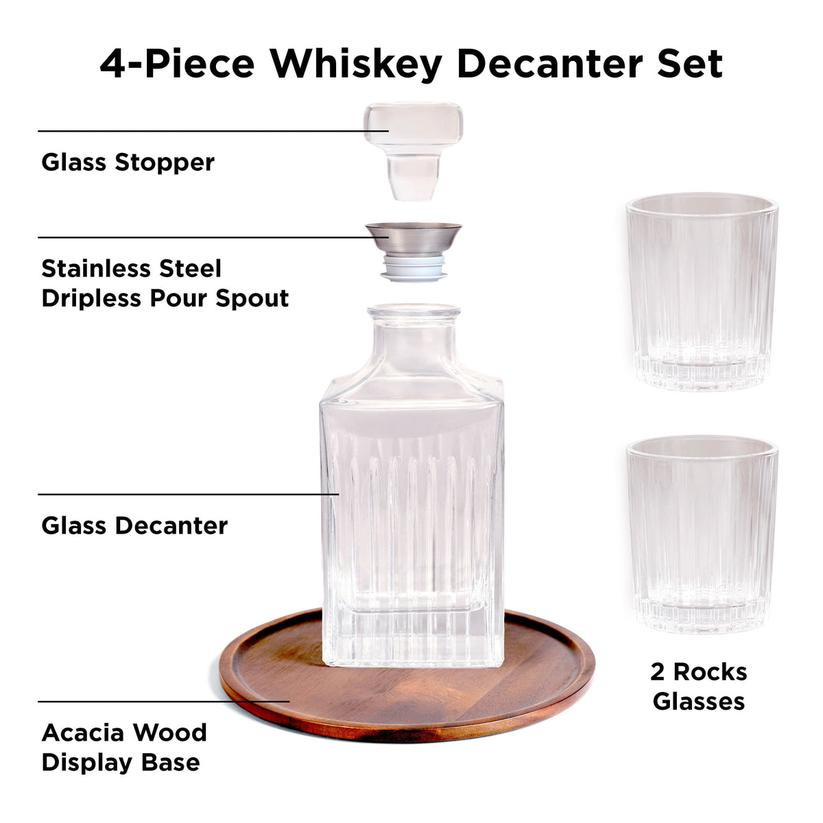 4-Piece Whiskey Decanter Set