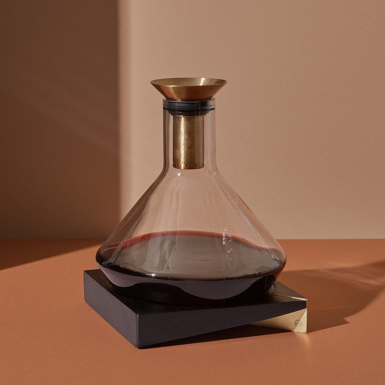 Glass Decanter & Wood Base