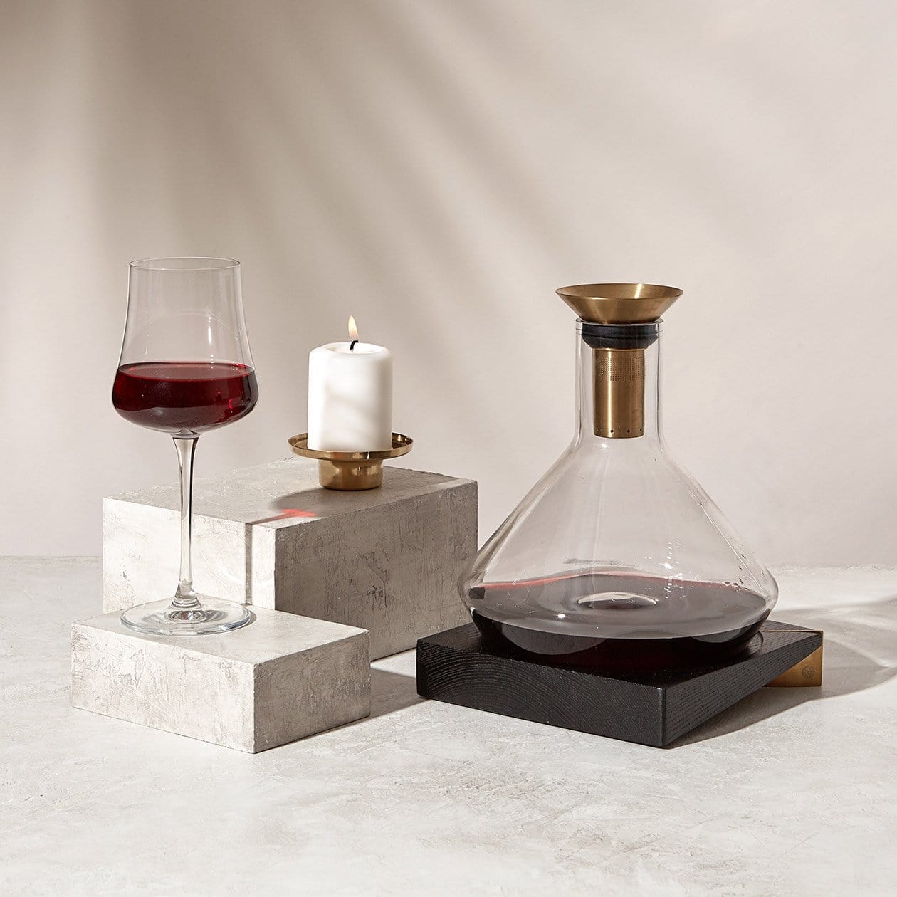Glass Decanter & Wood Base